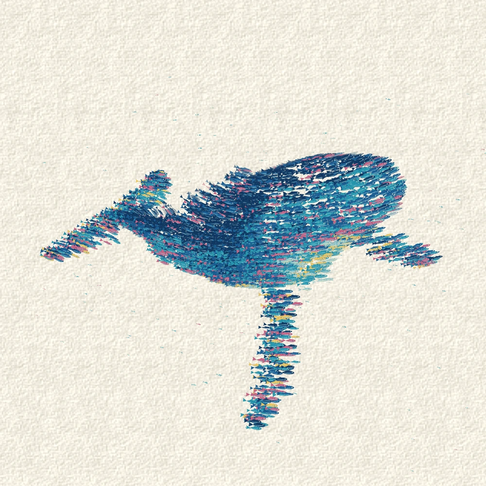 群れの中の、クジラ。の完成画