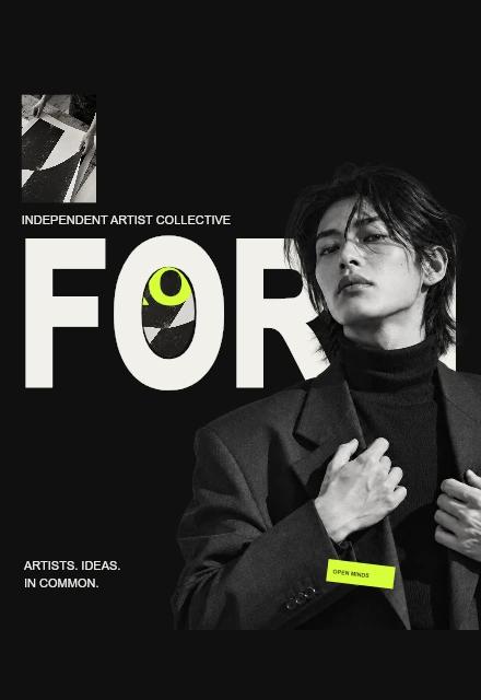 大きなFORMの文字と作り手のポートレート